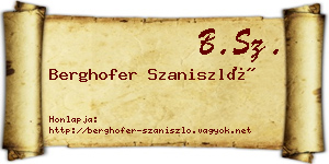 Berghofer Szaniszló névjegykártya